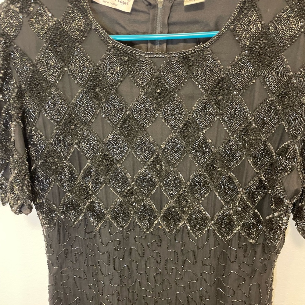 Laurence Kazar vintage 80s beaded black dress in women’s size medium - Picture 3 of 7